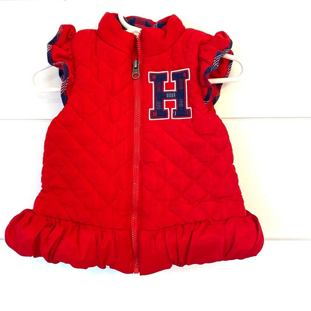 Tommy Hilfiger Red Quilted Kids Vest with Ruffle (18 months)